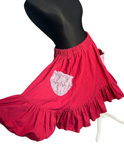 Vintage Handmade Tellerrock weinrot Spitze Gr. 40 42 Rockabilly 50s Style