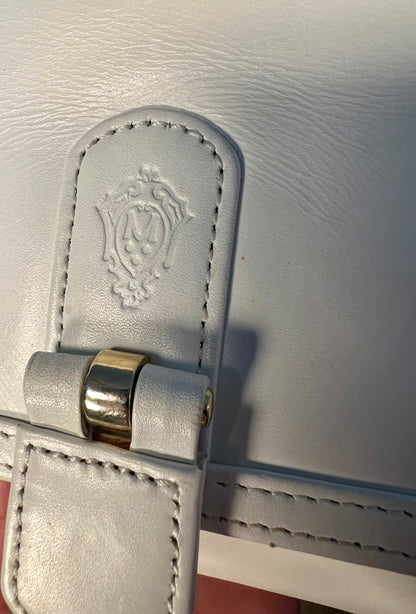 Medici Vintage Leder Tasche 80s Weiß Gold Wappenlogo West Germany Schultertasche Old Money Bag