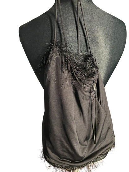 Sara's Choice: H&M – Träger Top mit Fransen Fäden schwarz  | Gr 34 XS 36 S | Dark Alternative
