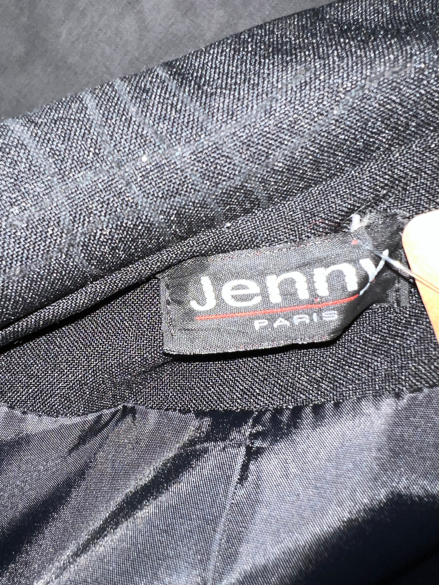 Vintage Longblazer Jenny Paris | 90s / Y2K | schwarz mit Glitzer-Gitter | figurbetont | DE 38