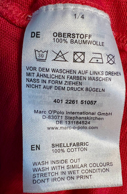 Vintage Marco Polo Shirt Gr. S - M figurbetont, rot, 100% Baumwolle, Flammengarn, Rundhals, 90s