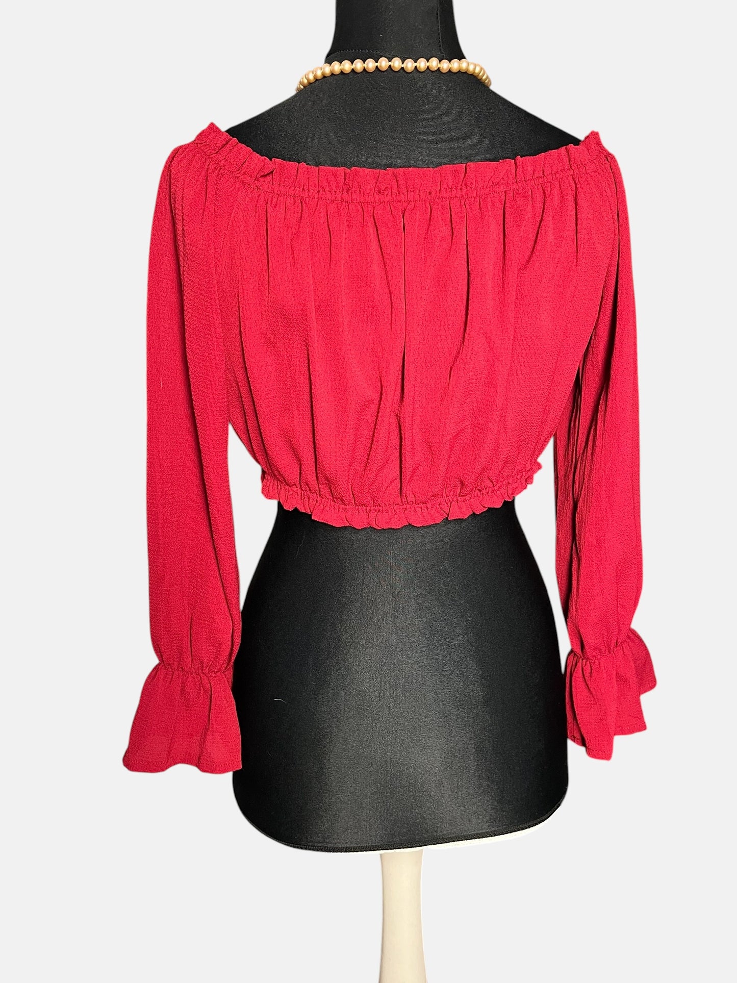 Sara's Choice: Carmen Cropped  Bluse Top weinrot  | Gr. S M L Onesize | Dark Alternative