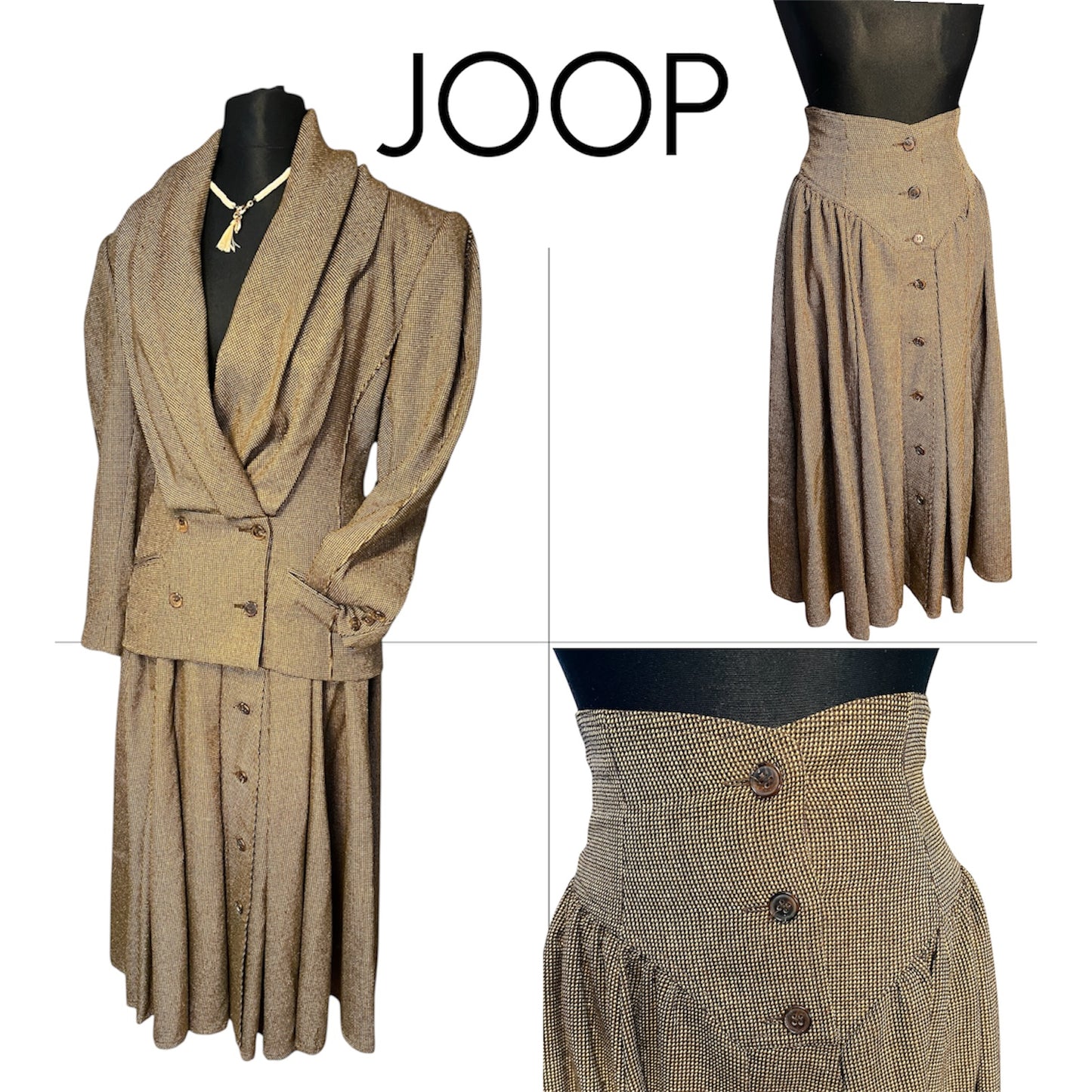 Vintage JOOP! Set Gr M 38 Schurwolle Seide Rock Blazer Dark Academia 80s 90s