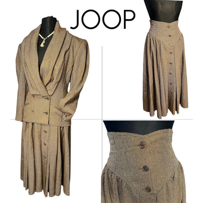 Vintage JOOP! Set Gr M 38 Schurwolle Seide Rock Blazer Dark Academia 80s 90s