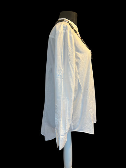 Hugo Boss Responsible Bluse Weiß Gr 42 Oversized Modern A-Linie