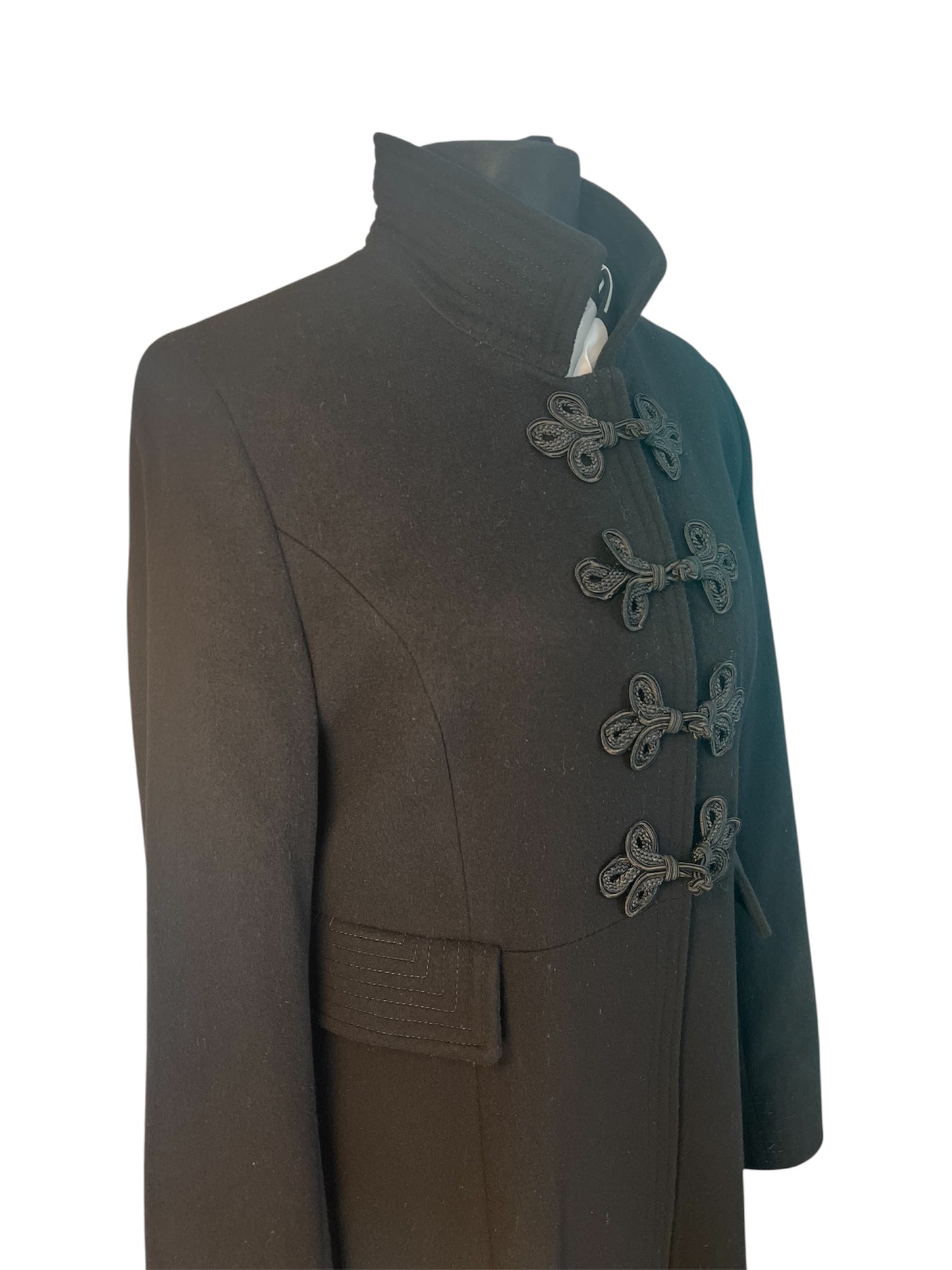 Vintage TUZZI Wollmantel Schwarz Gr. 40 M | 70% Schurwolle & Kaschmir | Gothic Old Money Y2K