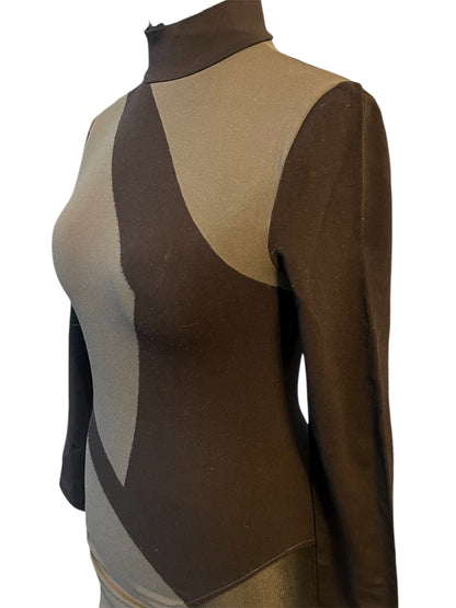 Wolford Vintage Body Gr. L – 90s 2000s Made in Austria – Schwarz Grau Langarm – Designer Minimalism