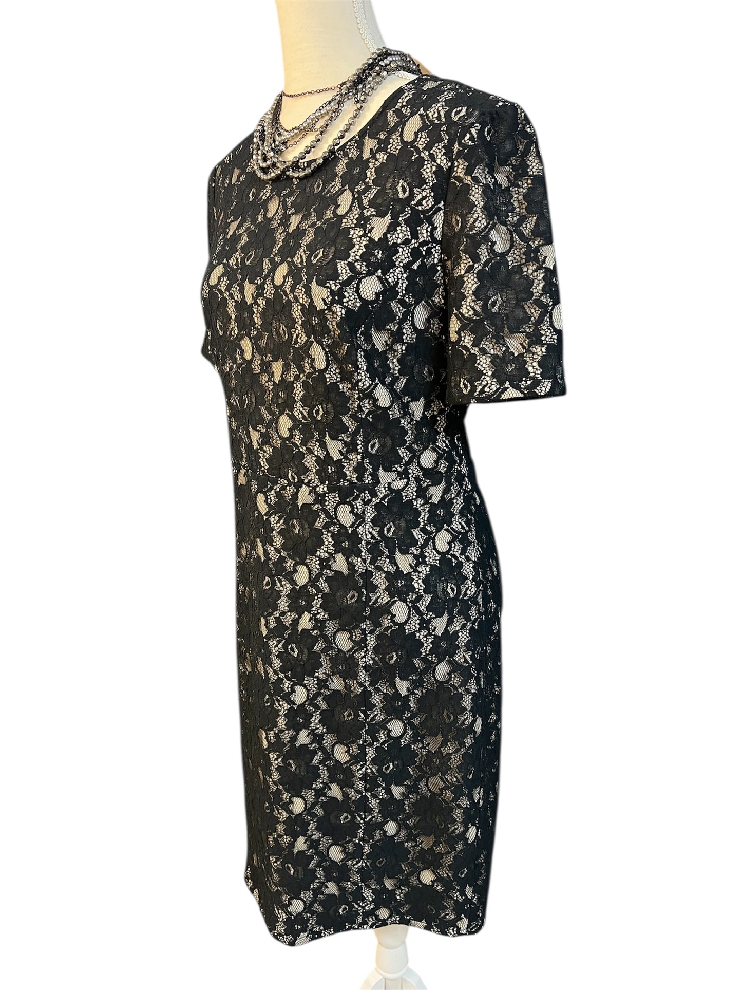 Street One Spitzenkleid Gr. 40 | Schwarz Beige | Elegant | YKK Reißverschluss