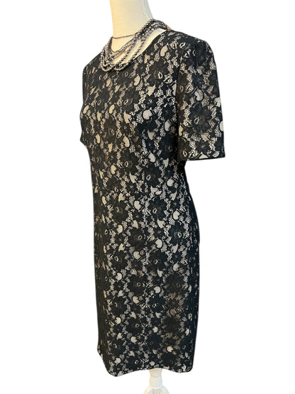 Street One Spitzenkleid Gr. 40 | Schwarz Beige | Elegant | YKK Reißverschluss