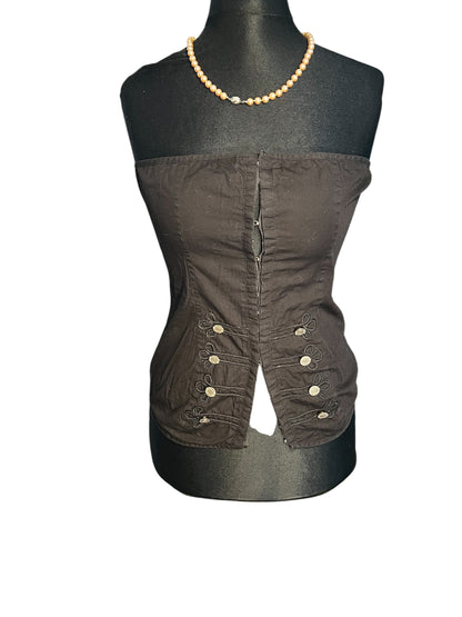Sara's Choice: Criminal Damage – Korsage Top Knöpfe Schnürung | Gr. L 40 42  | Dark Alternative