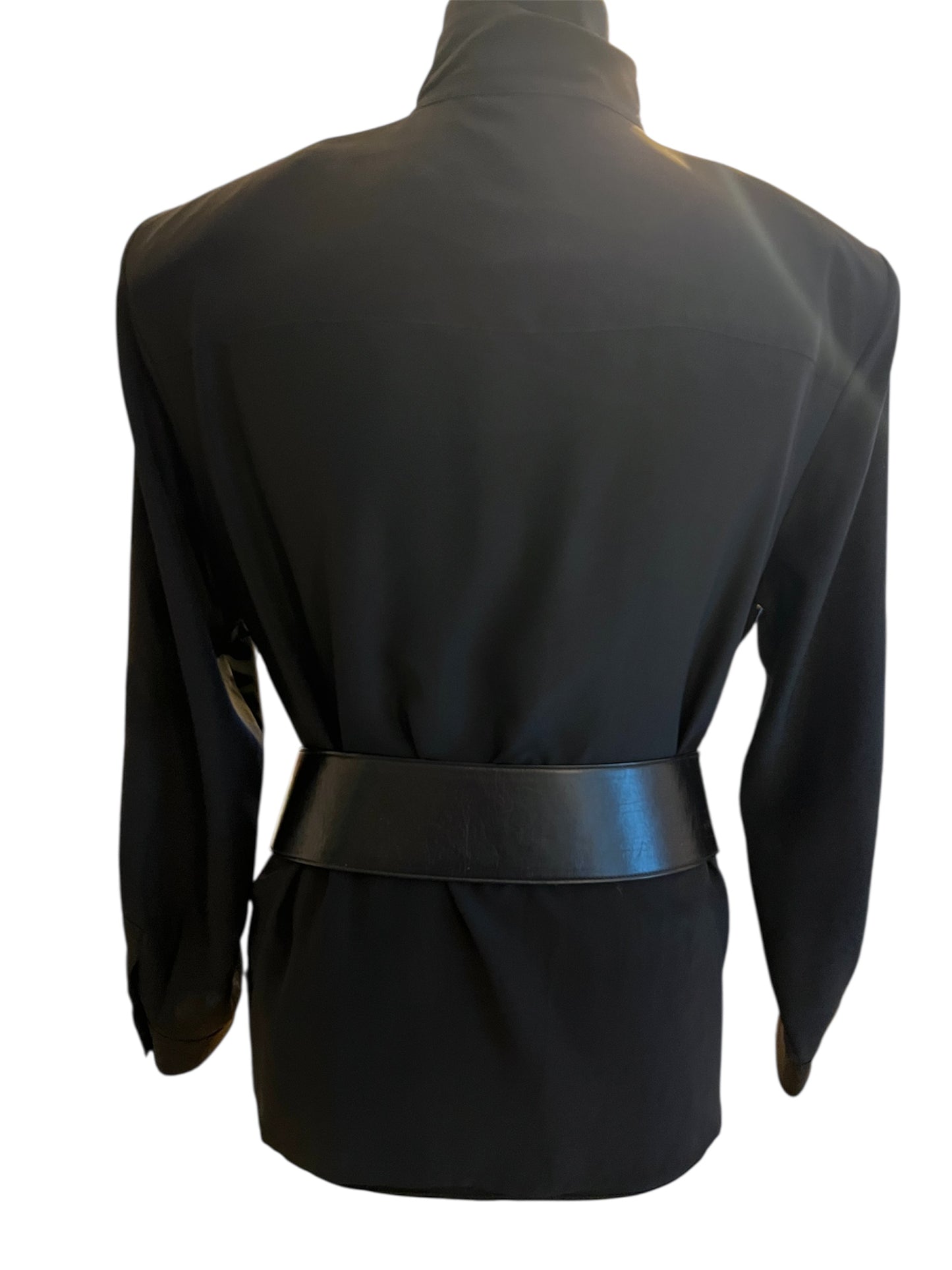 Vintage Alexander Bluse Gr. 40 80er | Schwarz | High Neck | Dark Fashion Statement