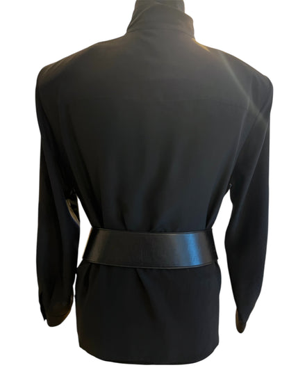 Vintage Alexander Bluse Gr. 40 80er | Schwarz | High Neck | Dark Fashion Statement