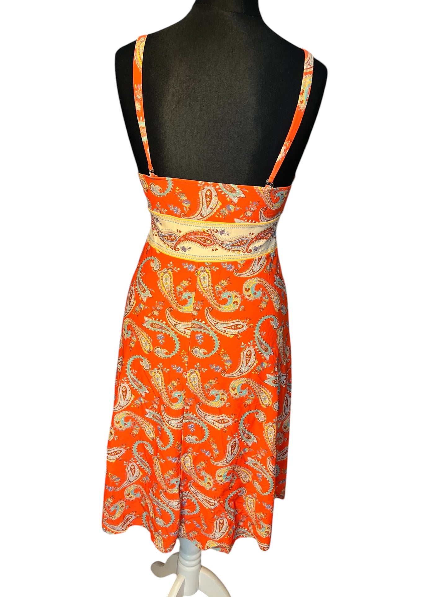 Vintage Alba Moda Kleid 36 38 Y2K Paisley Orange Beach Swim Dress Bodycon Badekleid