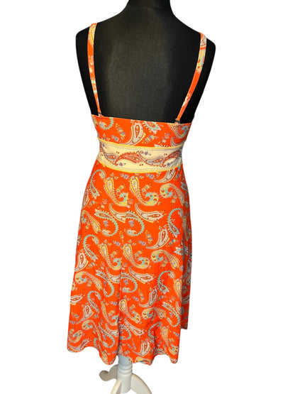 Vintage Alba Moda Kleid 36 38 Y2K Paisley Orange Beach Swim Dress Bodycon Badekleid