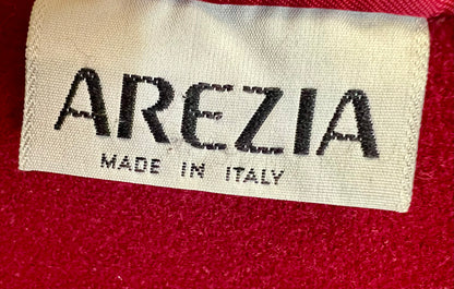 Vintage Arezia Mantel Wolle Kaschmir Weinrot Gr 44 XL Luxus Italien