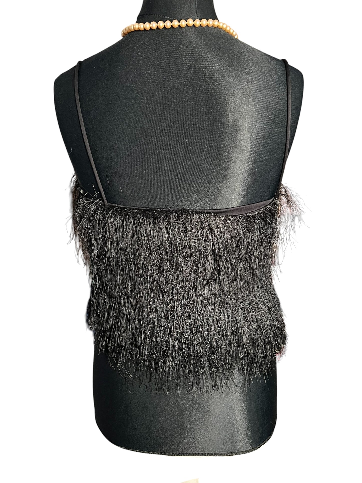Sara's Choice: H&M – Träger Top mit Fransen Fäden schwarz  | Gr 34 XS 36 S | Dark Alternative