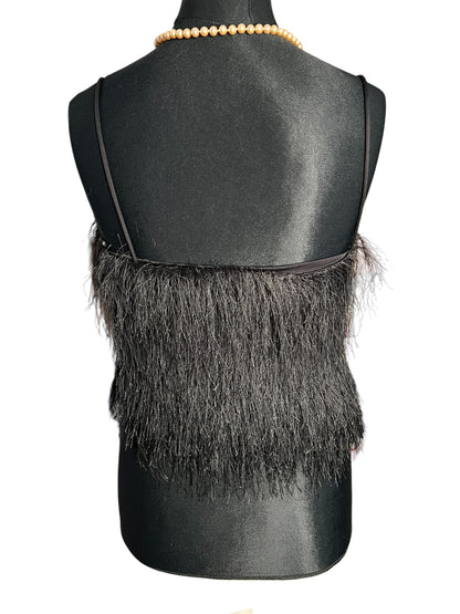 Sara's Choice: H&M – Träger Top mit Fransen Fäden schwarz  | Gr 34 XS 36 S | Dark Alternative