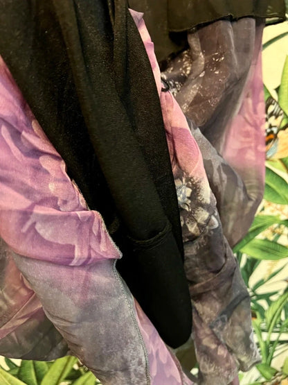 Y2K Vintage Kleid Best Time Gr. 36 | Kurz & luftig | Volants Schwarz Lila Beere S