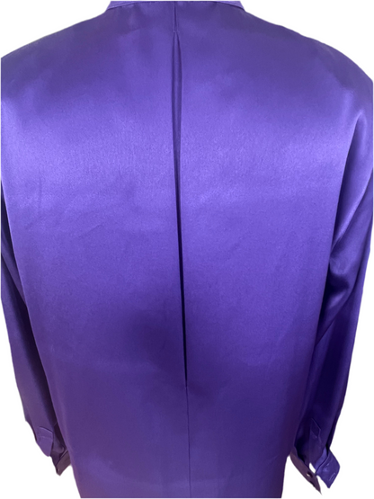Statement Vintage Bluse 40 M Lila Satin | 80s/90s Dark Fashion Alexander