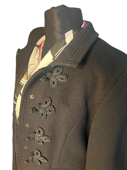Vintage TUZZI Wollmantel Schwarz Gr. 40 M | 70% Schurwolle & Kaschmir | Gothic Old Money Y2K