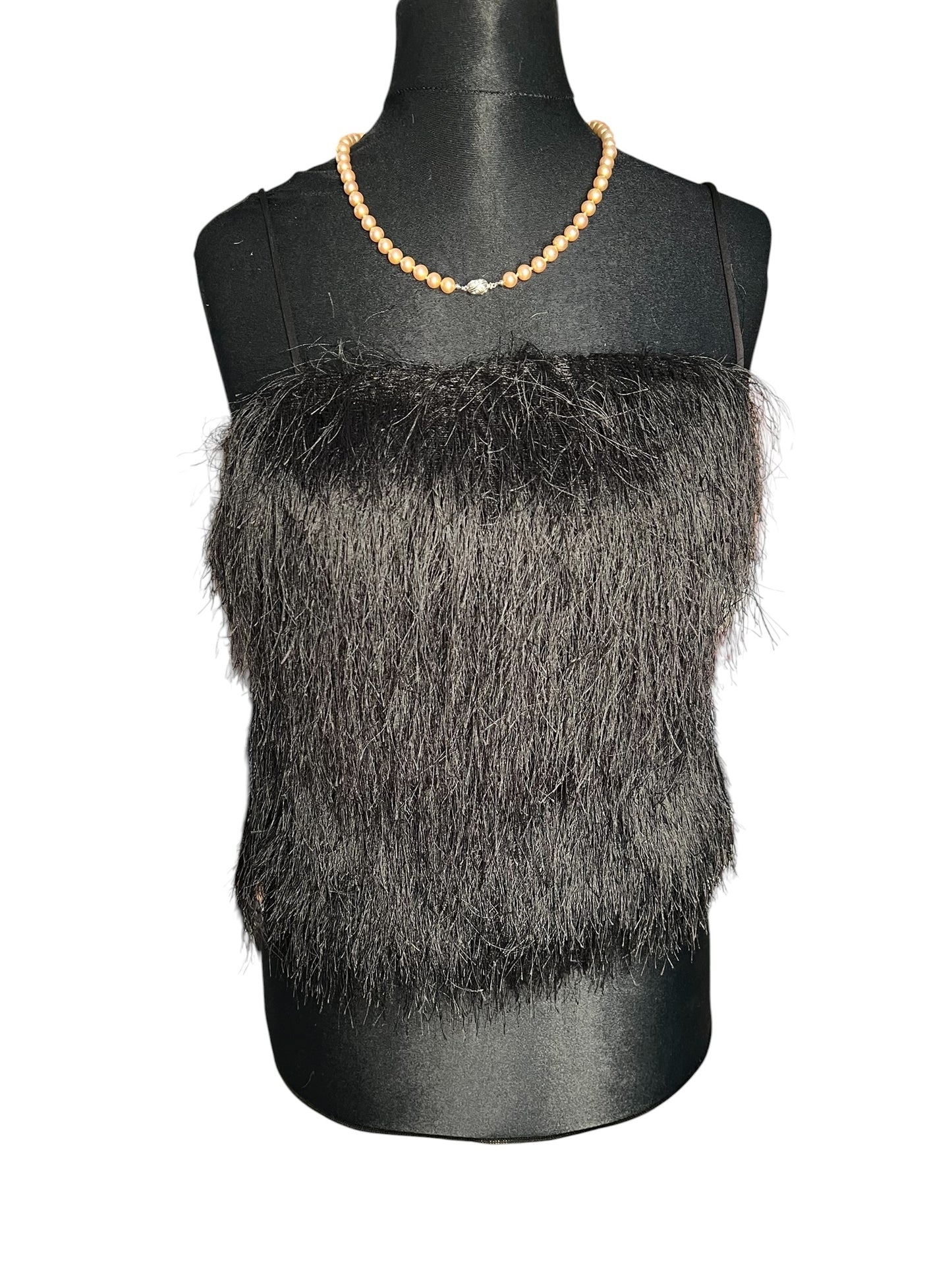 Sara's Choice: H&M – Träger Top mit Fransen Fäden schwarz  | Gr 34 XS 36 S | Dark Alternative