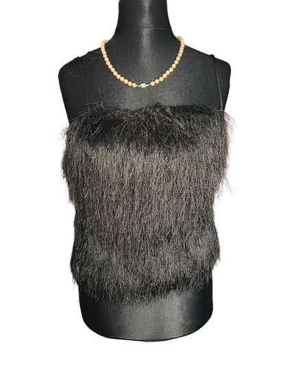 Sara's Choice: H&M – Träger Top mit Fransen Fäden schwarz  | Gr 34 XS 36 S | Dark Alternative