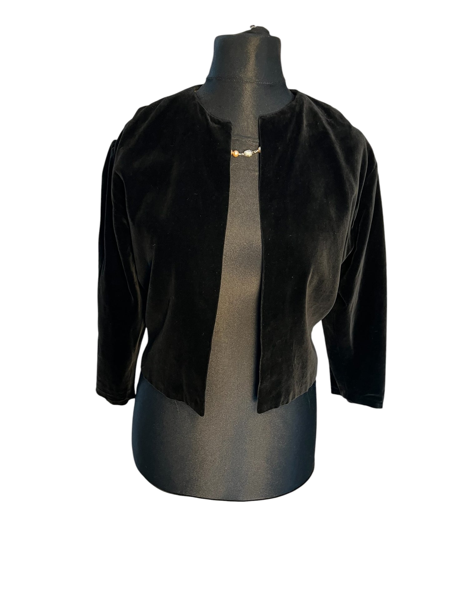 Sara's Choice: Vintage Bolero Blazer Cropped Samt schwarz | Gr. 40 | Dark Alternative