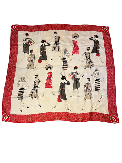 Bogner Vintage Seidentuch 85x85 – Designer Scarf, 80er 90er, B-Logo, True Vintage Frauen