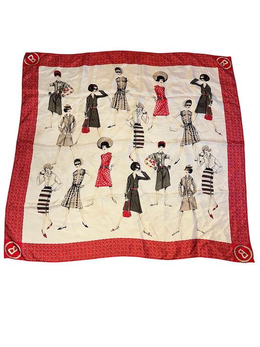 Bogner Vintage Seidentuch 85x85 – Designer Scarf, 80er 90er, B-Logo, True Vintage Frauen