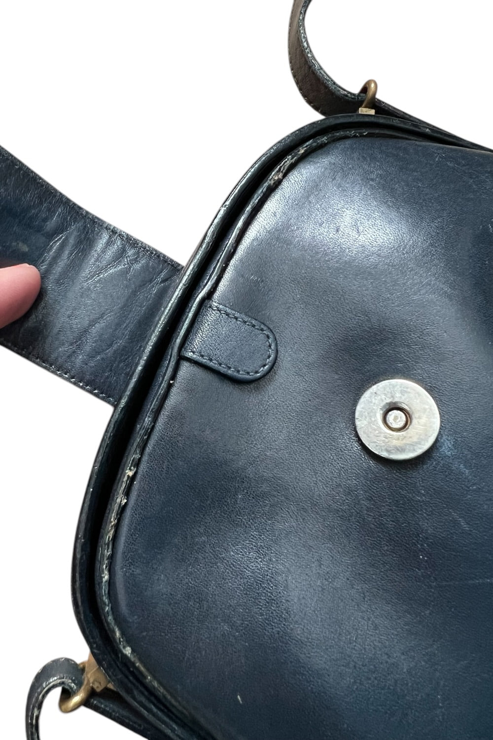 Assima Creation Vintage Leder Tasche dunkelblau Frame Bag Retro Chic