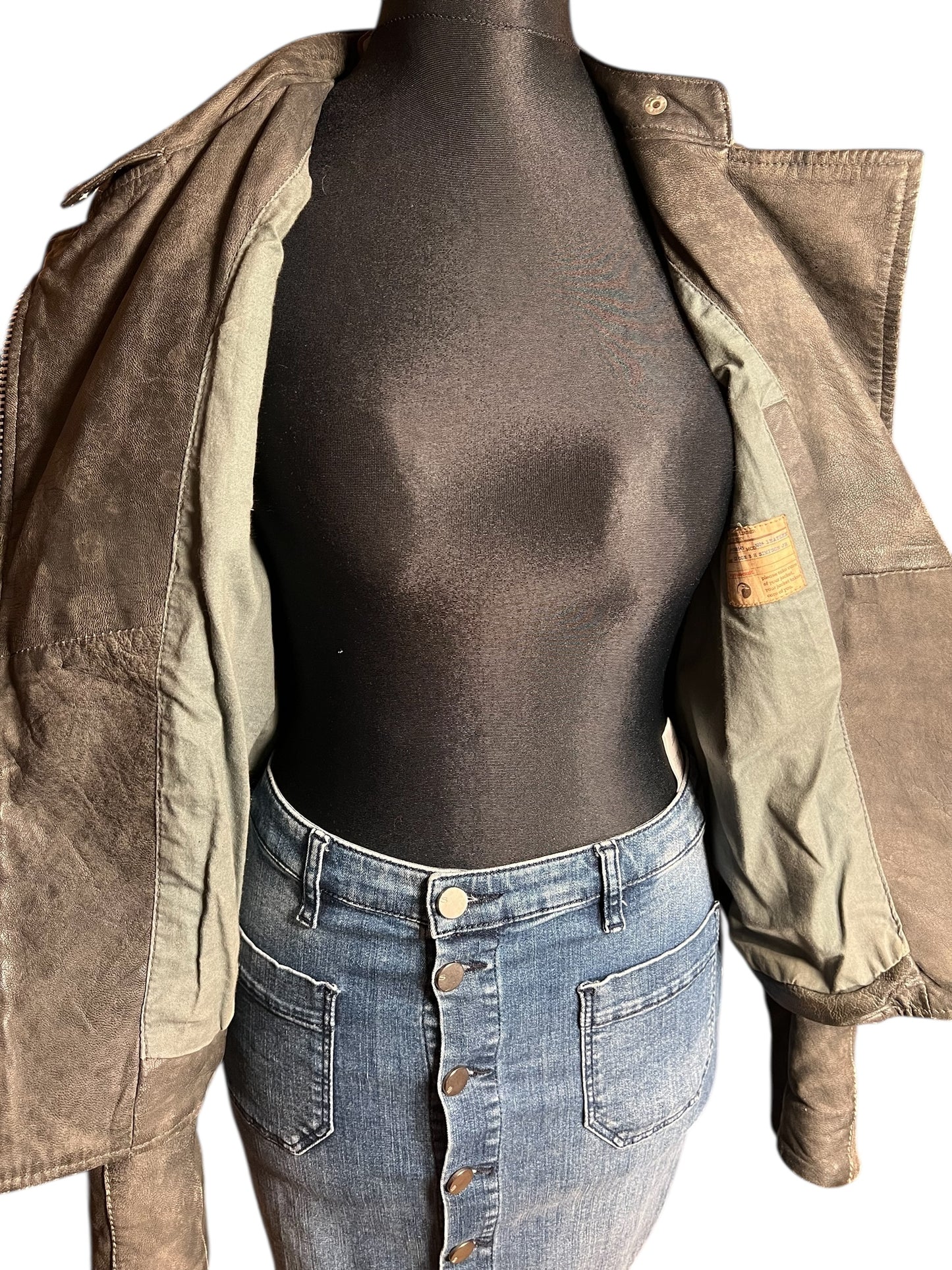 Goosecraft Biker Lederjacke Gr. L (fällt wie 38) – Grau – YKK Zipper – Slim Fit – Patina Look