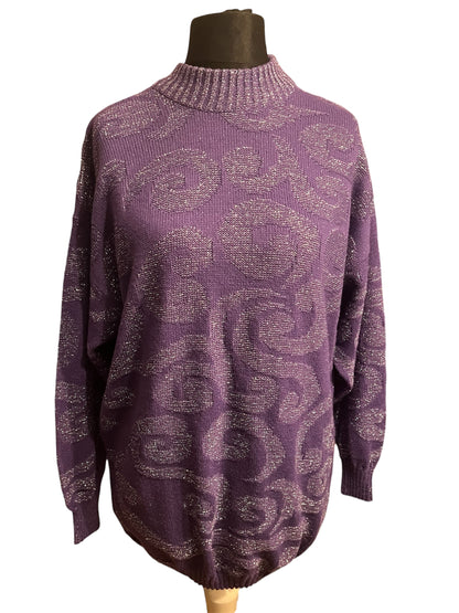 Vintage Glitzer Pullover Ombretto – Lila – Gr. M (38/40) 90s 80s Wolle