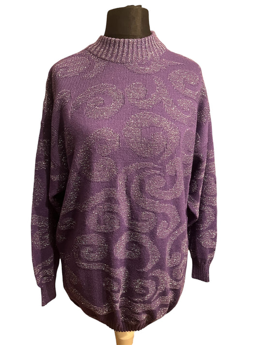 Vintage Glitzer Pullover Ombretto – Lila – Gr. M (38/40) 90s 80s Wolle