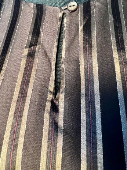 Vintage Blunauta Bluse Seide & Viskose – Ital. 46 (DE 38/40) – Braun Gold Gestreift – Made in Italy