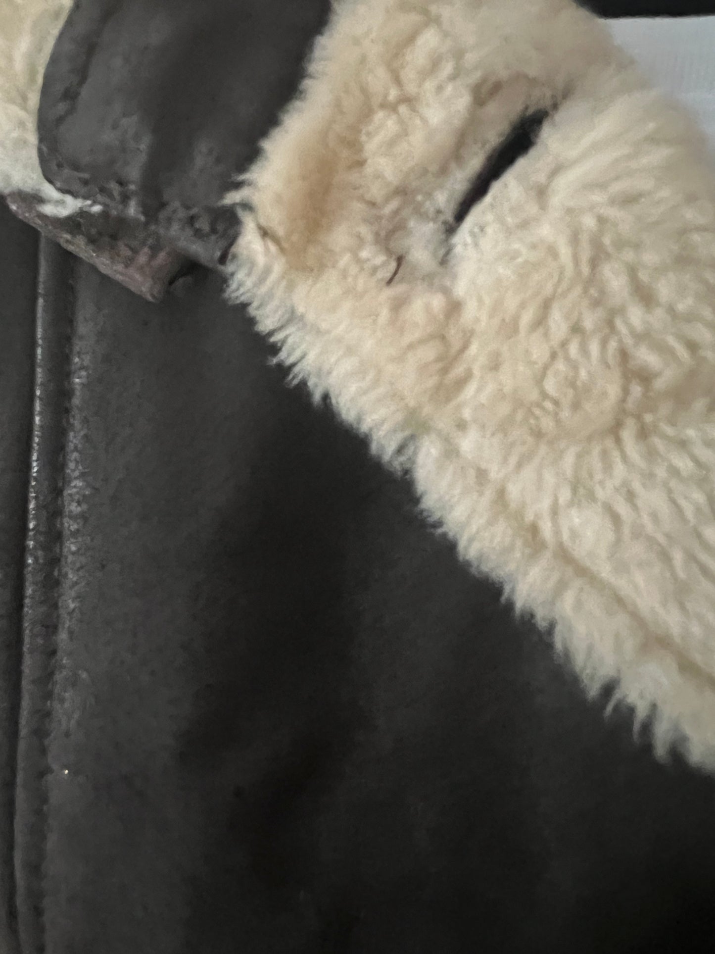 True Vintage Lederjacke XS/34 Braun Teddyfell Pilotenjacke Made in Italy 80s