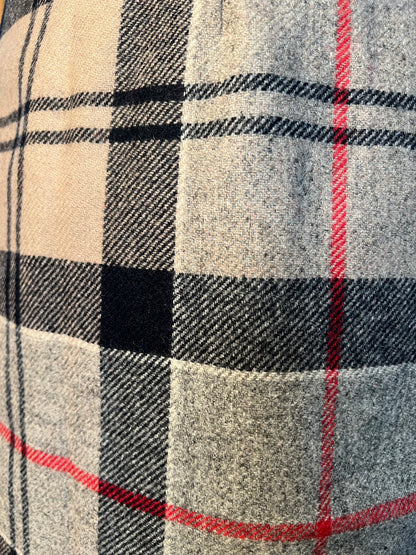Vintage Rock Barbour Gr. 36 S Nebit Pencil Skirt Dress Tartan kariert 100 % Wolle Blau Grau Rot