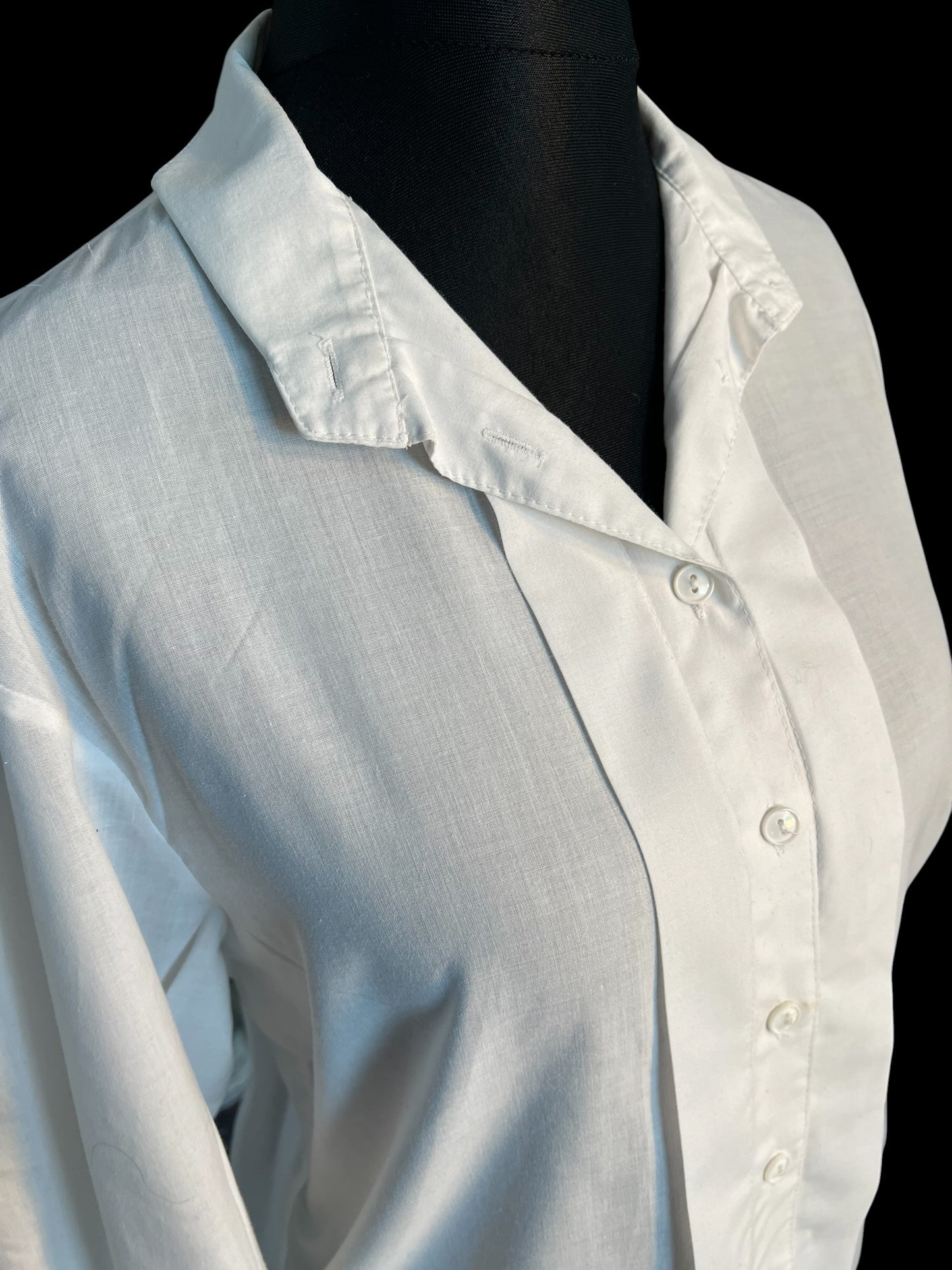 Sara's Choice: Vintage Bluse Landhaus schlicht weiss | Gr. 40 42 L | Dark Alternative