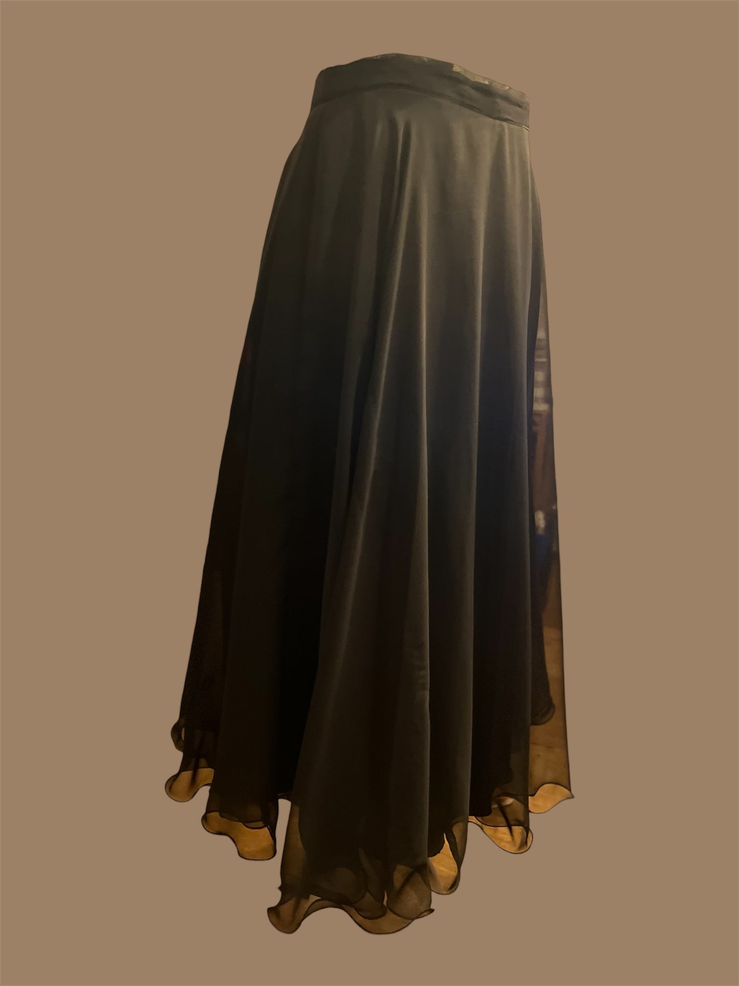 Vintage Hermann Lange Collection Rock | Schwarz, Lang, Glitzersaum | Made in West Germany | M 38 40