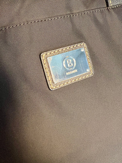 Vintage Bogner Shopper Tasche Braun Nylon Leder Logo Bag Y2K Designer groß