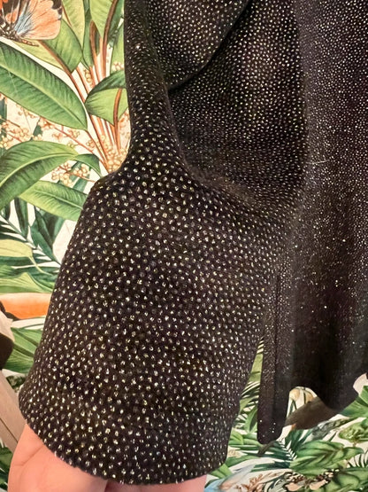 Vintage Y2K Mini Kleid Sweewë – Schwarz, samtartig, Glitzer, Gr. S 36 2000s