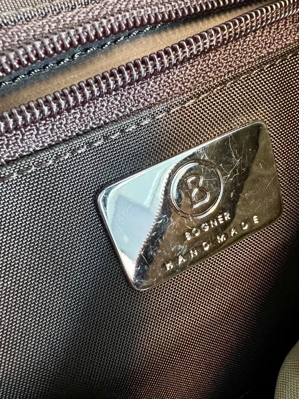 Vintage Bogner Nylon Tasche Braun | Große Schultertasche mit Logo | Top Zustand