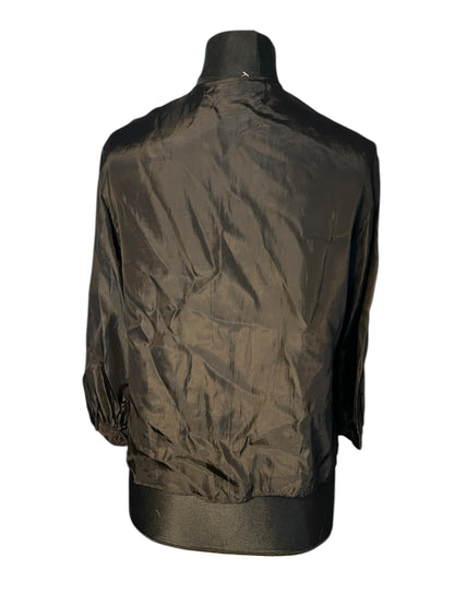 Vintage Rüschenbluse schwarz Gr. 36 38 Goth Romantic Satin Look Primavera