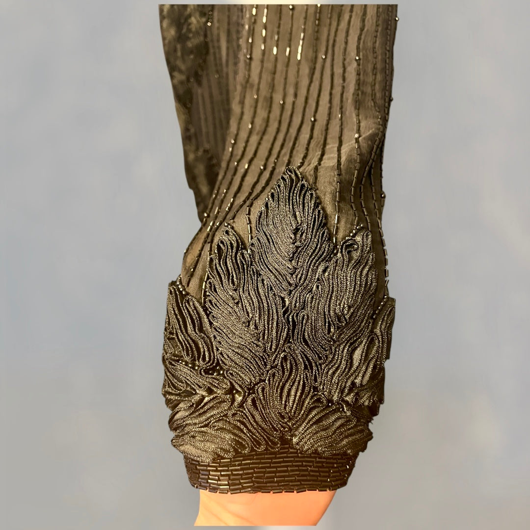 Vintage Seiden Bolero 40 Augustat GmbH India Schwarz Glanz