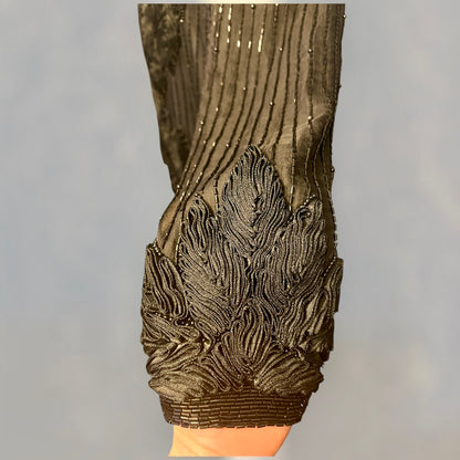 Vintage Seiden Bolero 40 Augustat GmbH India Schwarz Glanz