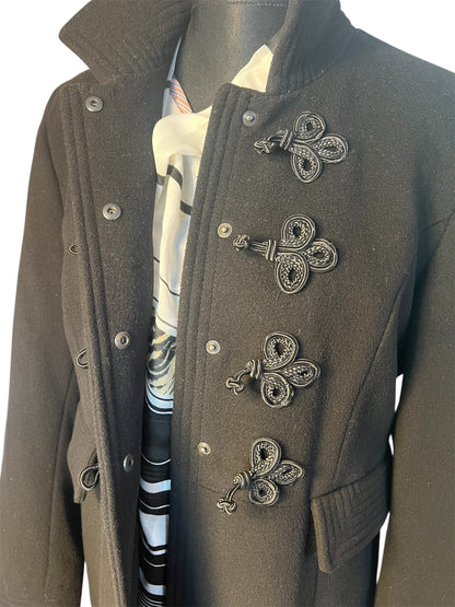 Vintage TUZZI Wollmantel Schwarz Gr. 40 M | 70% Schurwolle & Kaschmir | Gothic Old Money Y2K