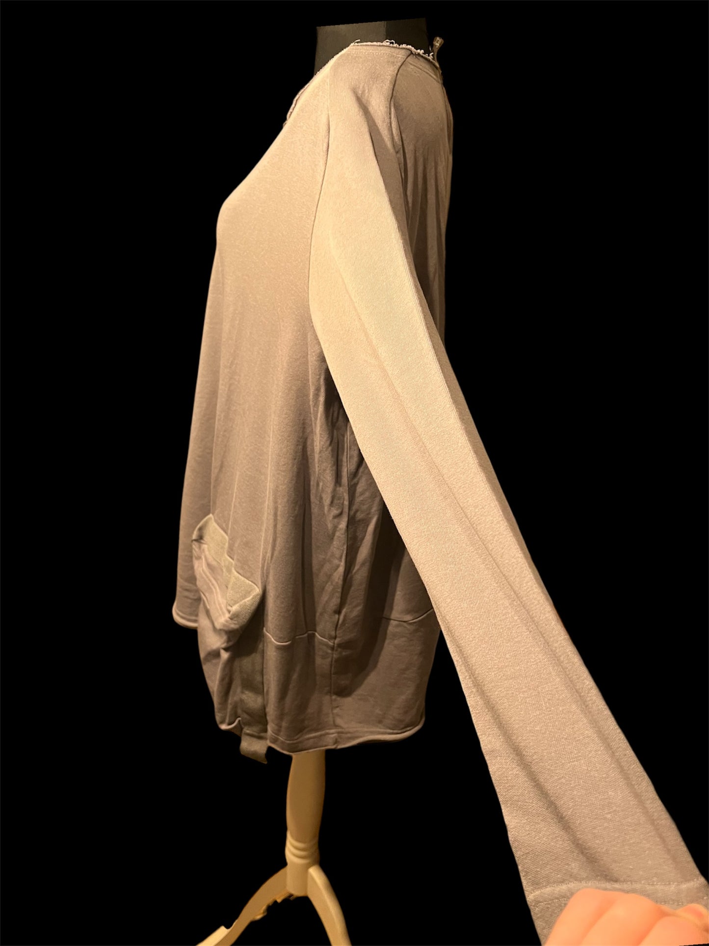 Rundholz Oversize Sweatshirt Grau Gr S – Longline, Used Look, Avantgarde, 100% Baumwolle