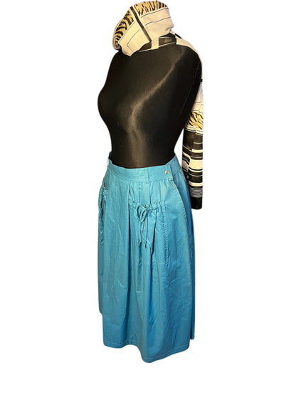 Vintage 90s Rock Petrol ALinie Falten Schleifen Lodenfrey Baumwolle Gr 38 / 40 High Waist