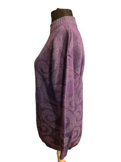 Vintage Glitzer Pullover Ombretto – Lila – Gr. M (38/40) 90s 80s Wolle