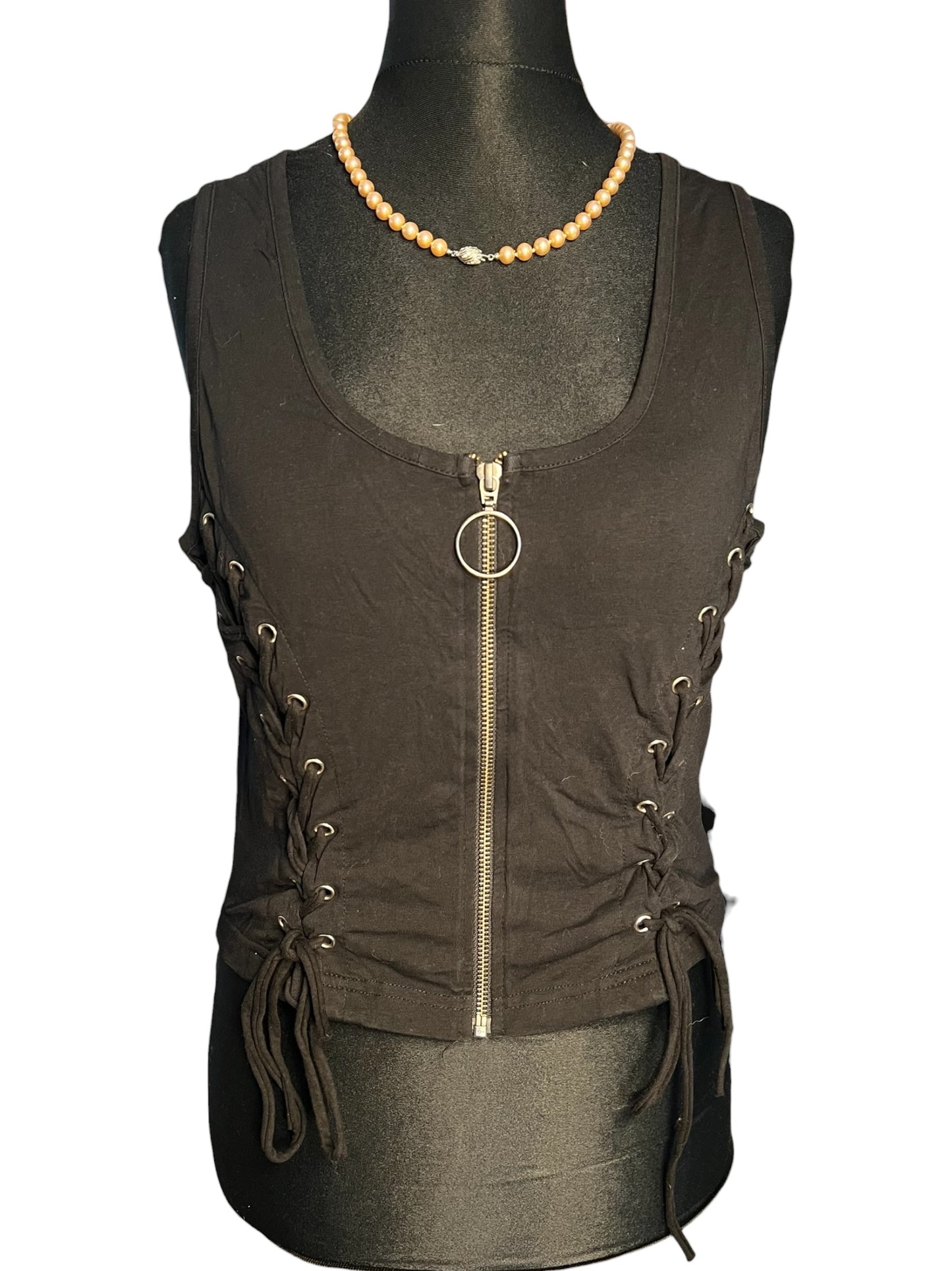 Sara's Choice: Vixxsin – Top Reissverschluss Schnürung Cutout| Gr. XL 40 42  | Dark Alternative