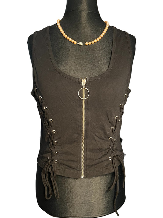 Sara's Choice: Vixxsin – Top Reissverschluss Schnürung Cutout| Gr. XL 40 42  | Dark Alternative